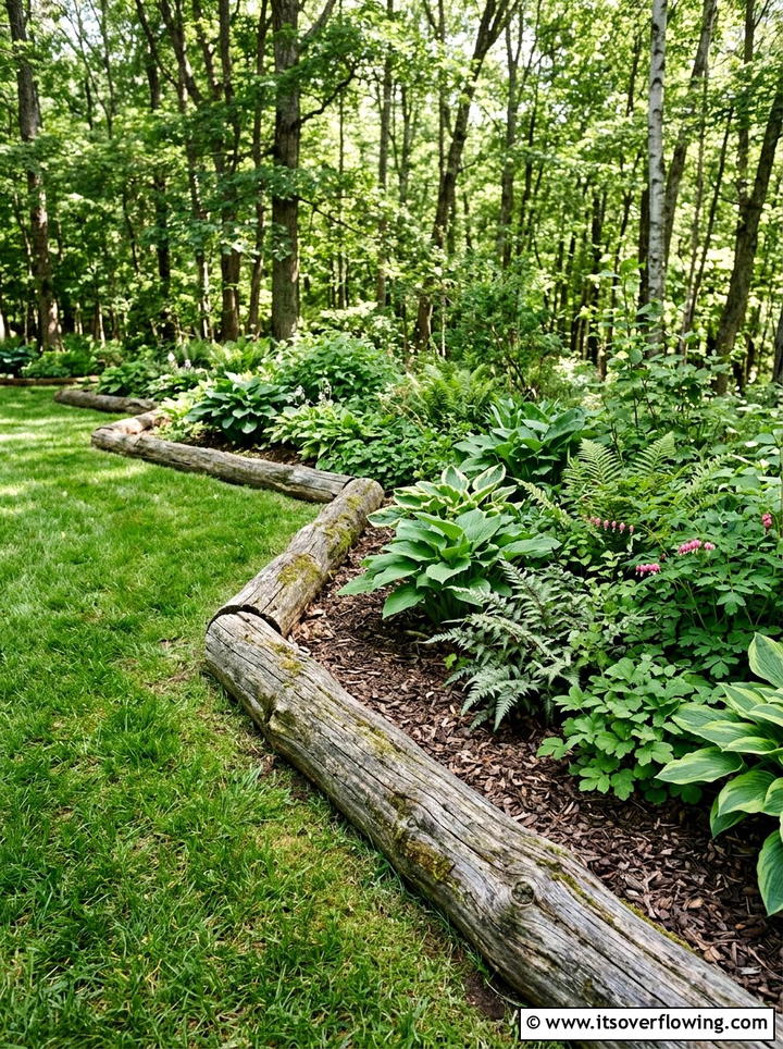 Log Garden Edging - 25 creative garden ideas on a budget