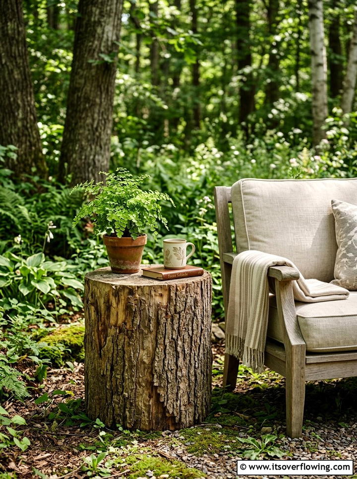 Log Garden Stool - 25 reusing old things ideas for small garden