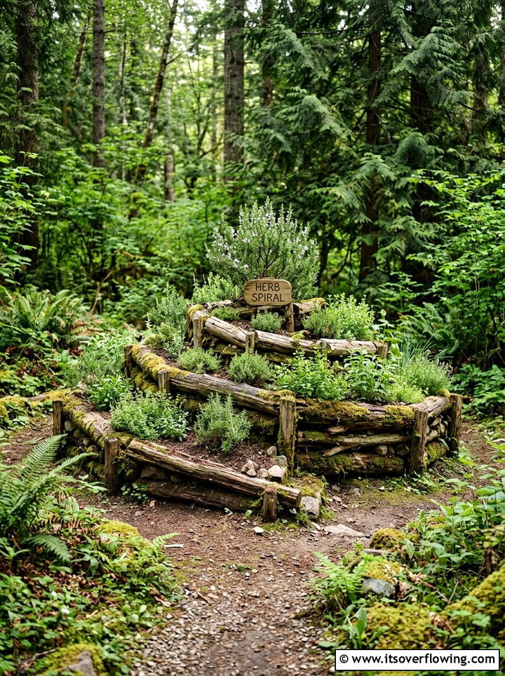 Log Herb Spiral - 25 creative garden ideas with spiral herb beds