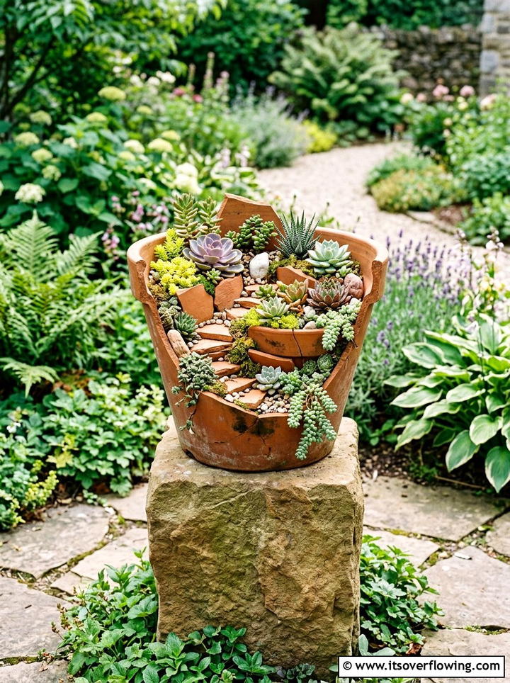 Log Hollow Planter - 25 recycled garden ideas on a budget
