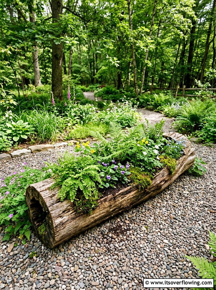 Log Planter Garden - 25 recycled garden ideas for small spaces