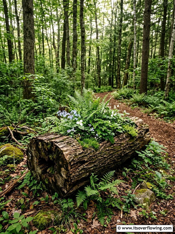 Log Planter - 25 reusing old things ideas for container garden