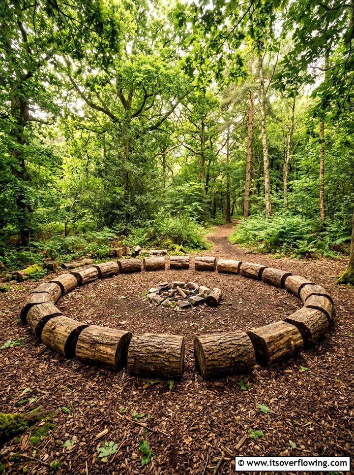 Log Seating Area - 25 upcycled garden ideas for schools