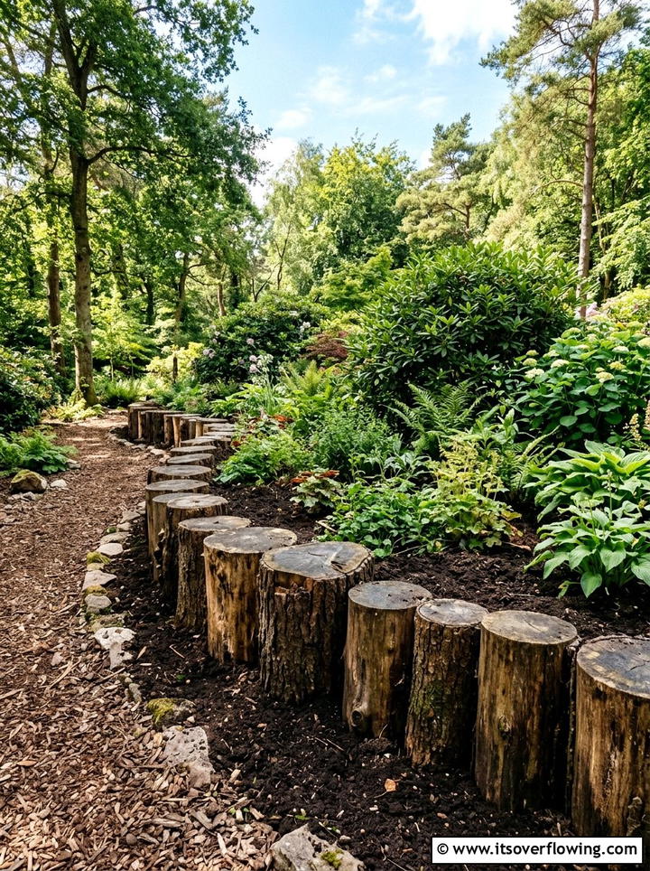 Log Slice Garden Border - 25 upcycled garden ideas with garden edging