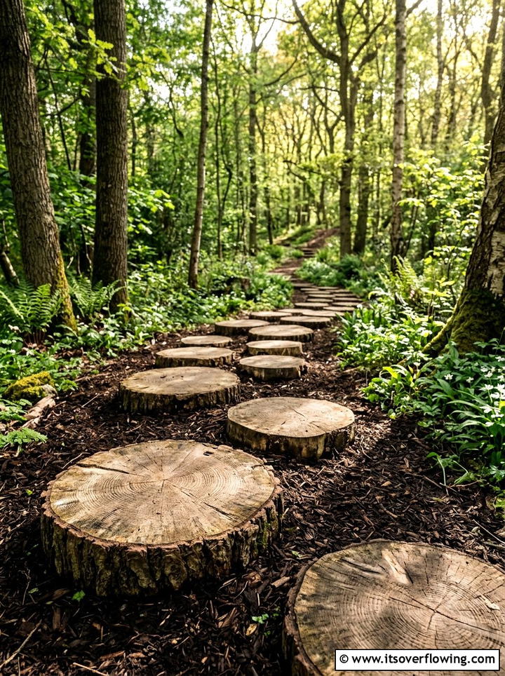 Log Slice Stepping Stones - 25 upcycled garden ideas for year round decor