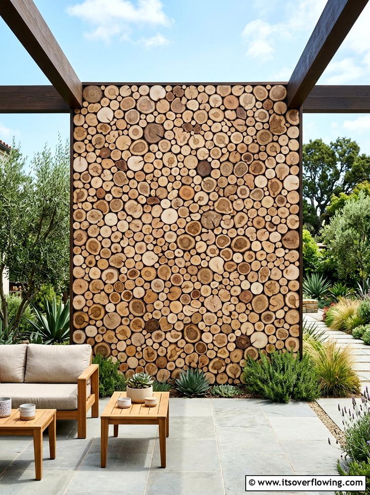 Log Slice Wall Mural - 25 garden decor ideas with wood art