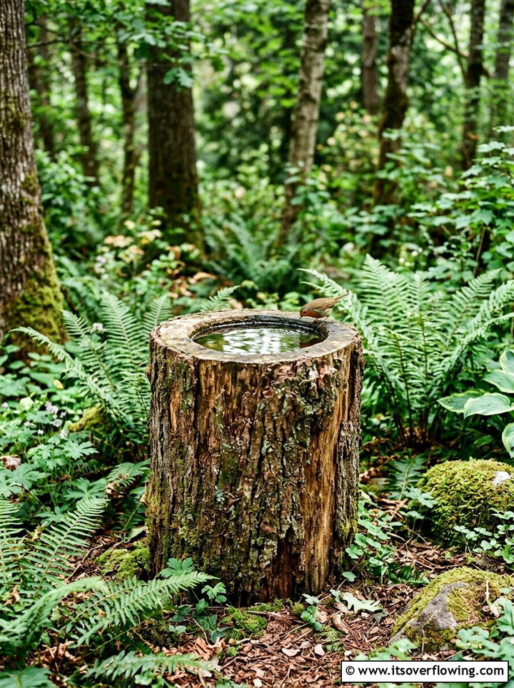 Log bird bath - 25 reusing old things ideas for bird baths