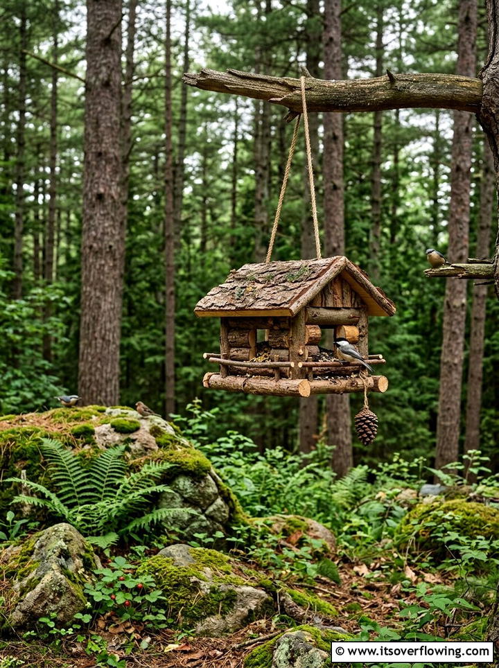 Log bird feeder - 25 garden decor ideas with feeders