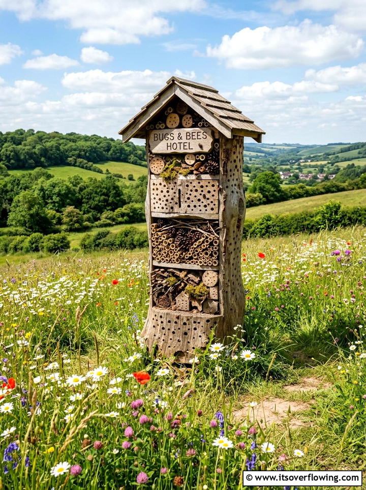 Log bug hotel - 25 recycled garden ideas with logs