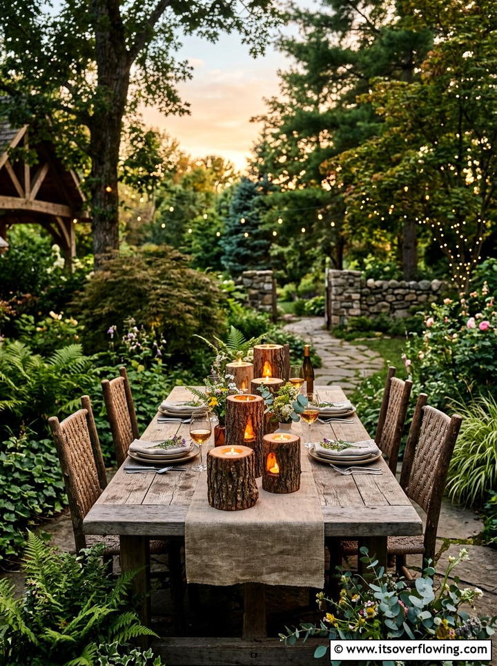 Log candle holder - 25 recycled garden ideas with logs