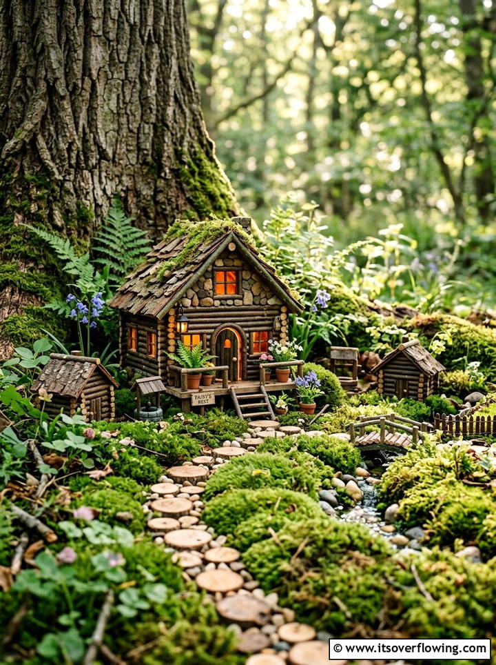Log fairy garden - 25 recycled garden ideas with logs