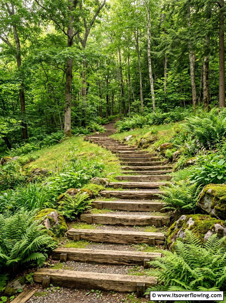 Log garden stairs - 25 recycled garden ideas with logs