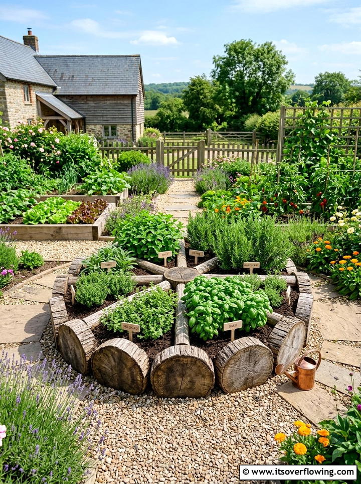 Log herb garden - 25 recycled garden ideas with logs