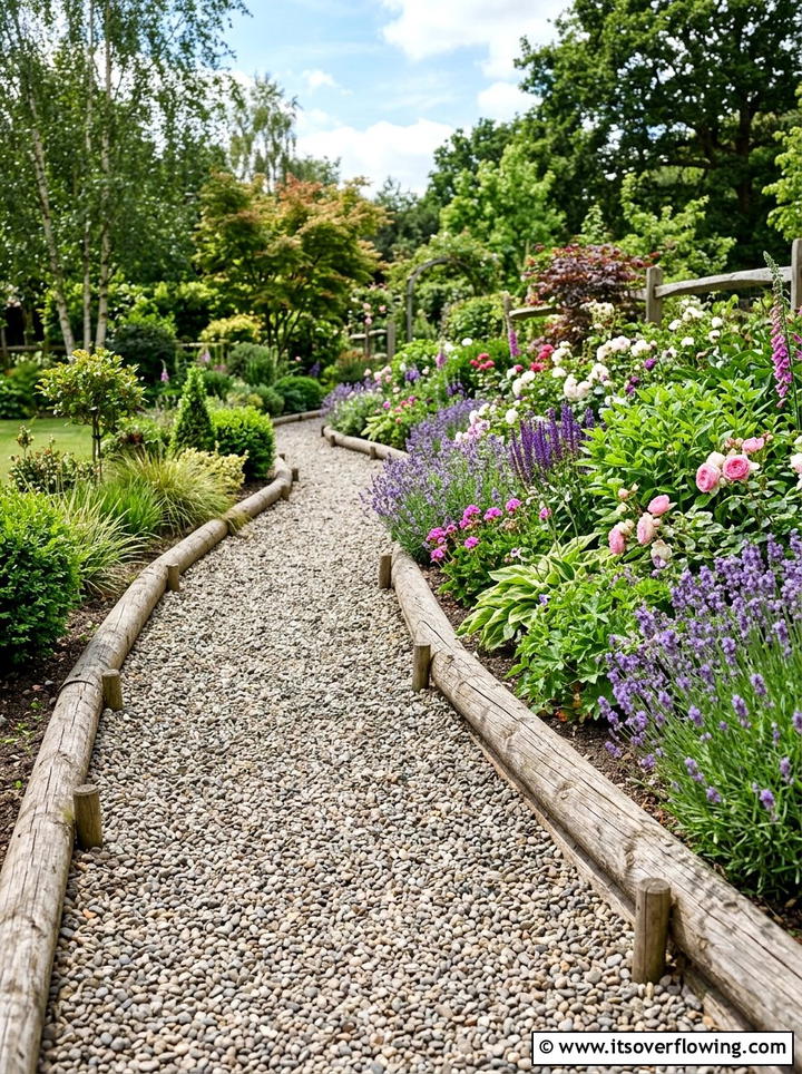 Log path edging - 25 recycled garden ideas with logs
