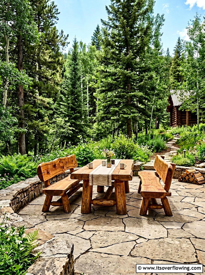 Log patio furniture - 25 recycled garden ideas with logs