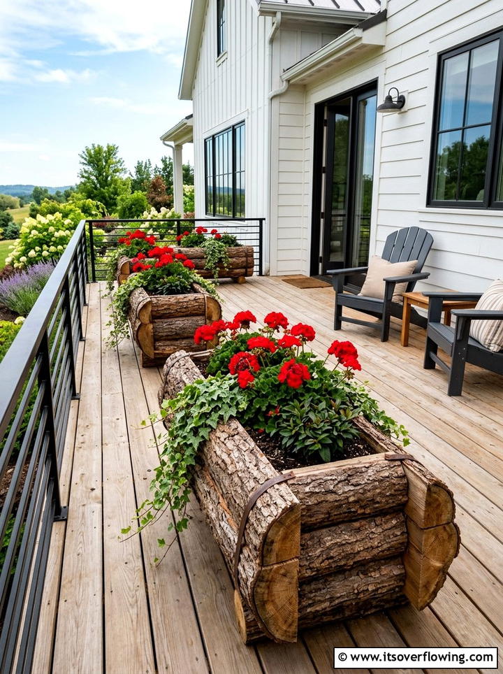 Log planter boxes - 25 recycled garden ideas with logs