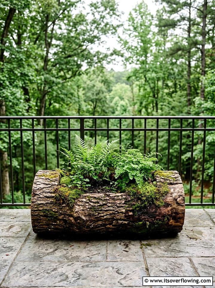 Log planter for balcony - 25 upcycled garden ideas for balconies