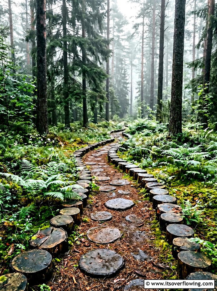 Log slice border - 25 reusing old things ideas for garden edging