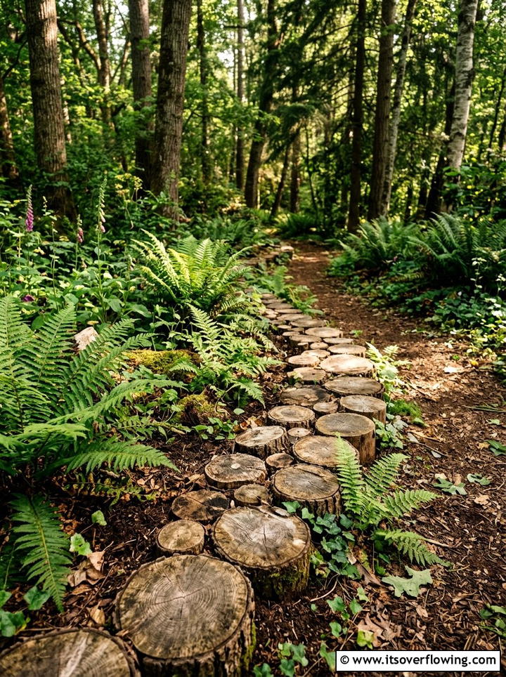 Log slice border - 25 backyard ideas with edging
