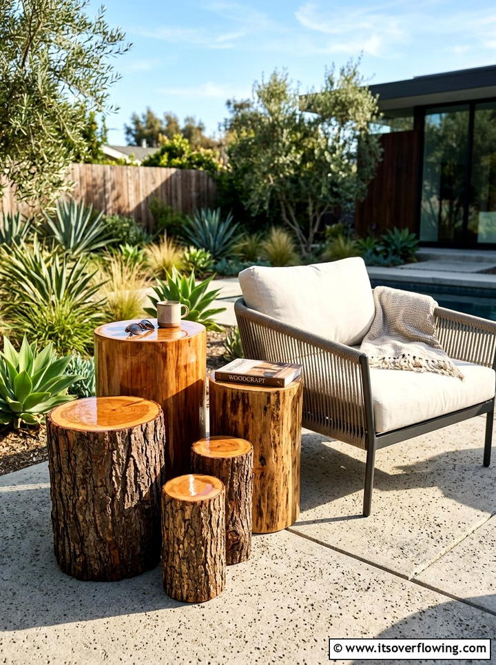 Log stump side table - 25 reusing old things ideas for modern garden look
