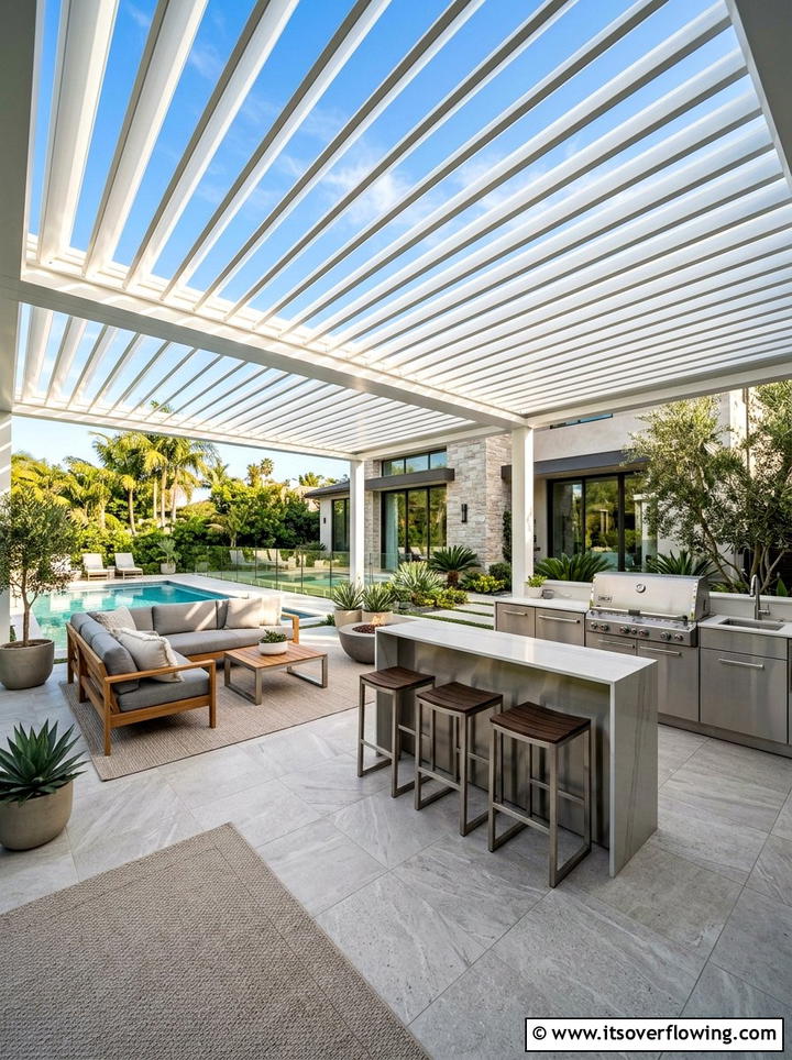 Louvered Roof System - 25 backyard ideas with shade structures