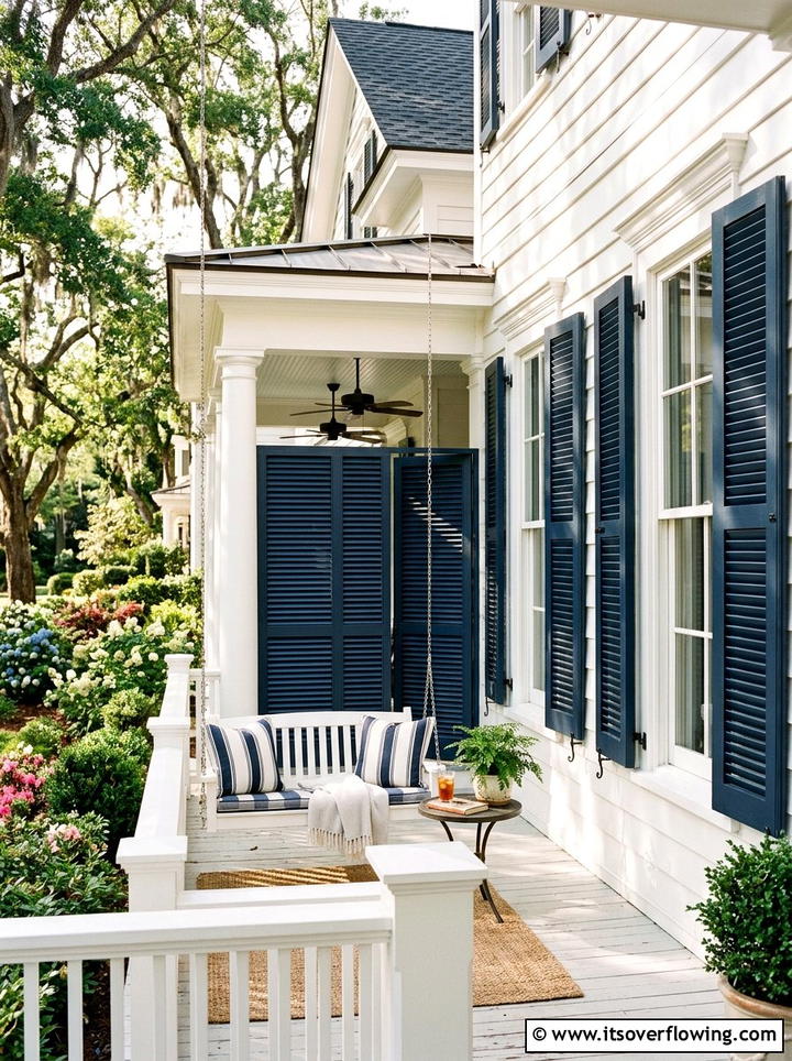 Louvered Wood Shutters - 25 front porch ideas with privacy screens