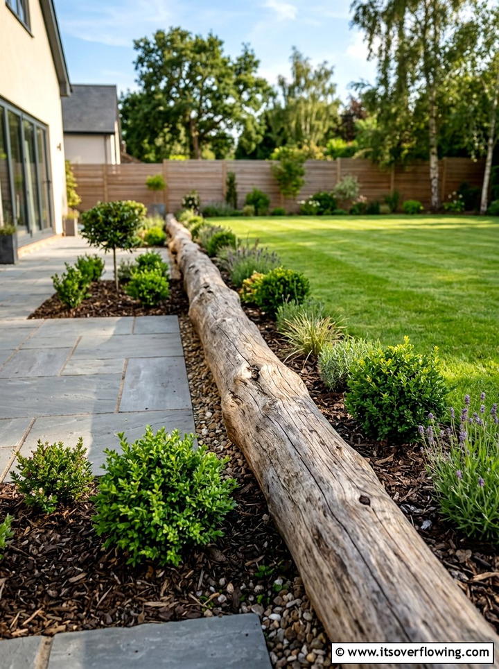 Low Garden Divider Log - 25 backyard ideas with log edging