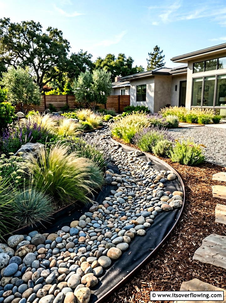 Low Maintenance Dry Stream - 25 creative garden ideas with dry creek beds