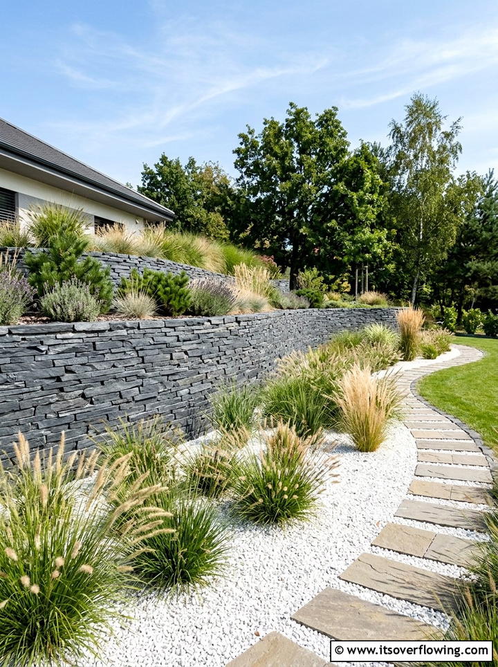 Low Maintenance Gravel Retaining Wall - 25 backyard ideas with retaining wall