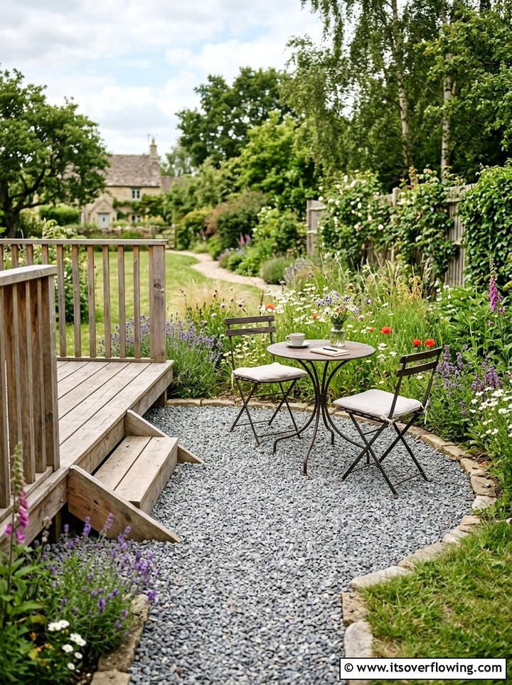 Low Profile Deck And Gravel Patio - 25 garden design ideas with deck and patio
