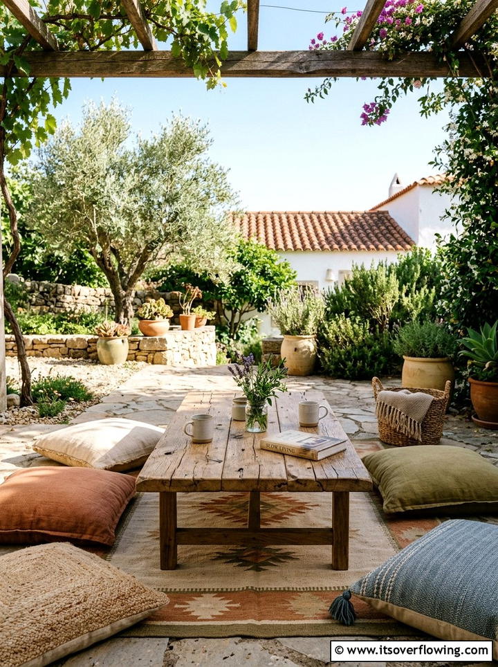 Low Wooden Coffee Table - 25 garden ideas for boho style