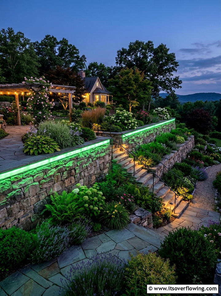 Luminescent retaining wall - 25 garden decor ideas with glow stones