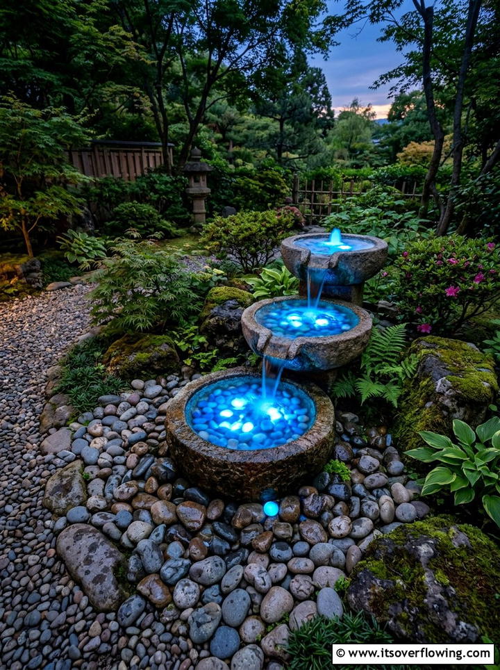 Luminescent water feature - 25 garden decor ideas with glow stones