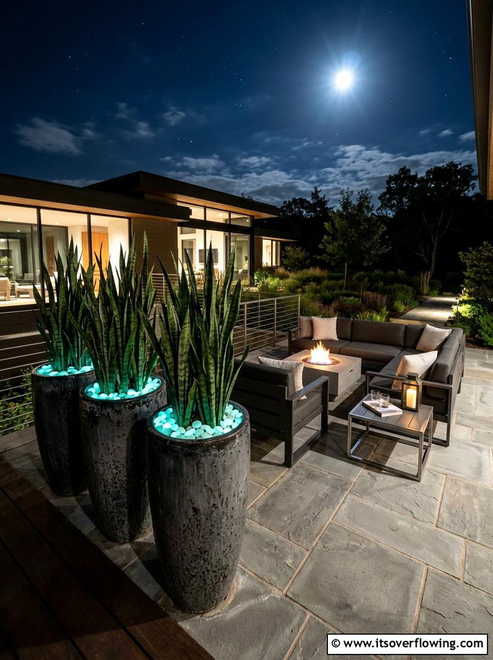 Luminous Stone Potted Plants - 25 creative garden ideas with glow in the dark stones