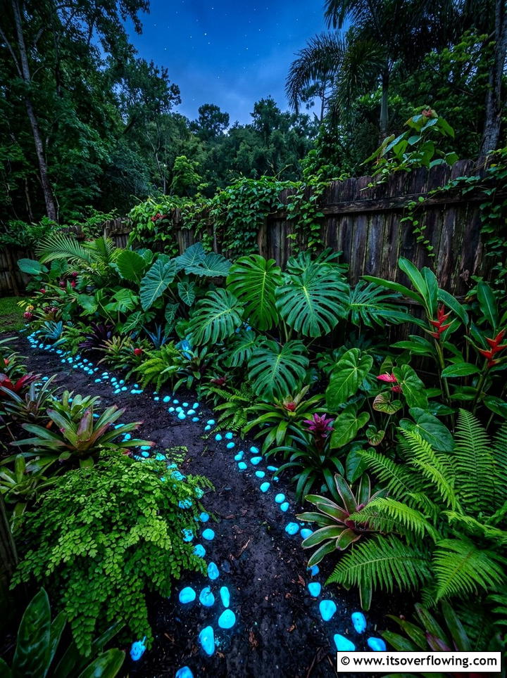Luminous flower bed - 25 garden decor ideas with glow stones