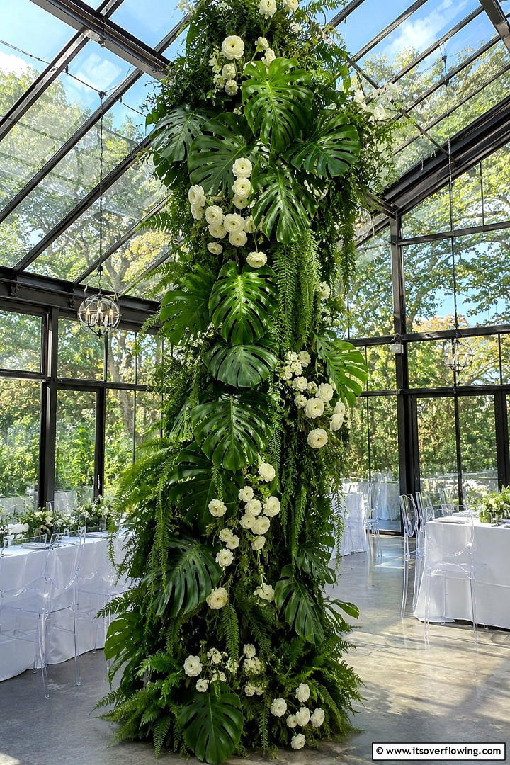 Lush Greenery Tower - 30 Tall Wedding Centerpiece Ideas for Elegant Table Displays