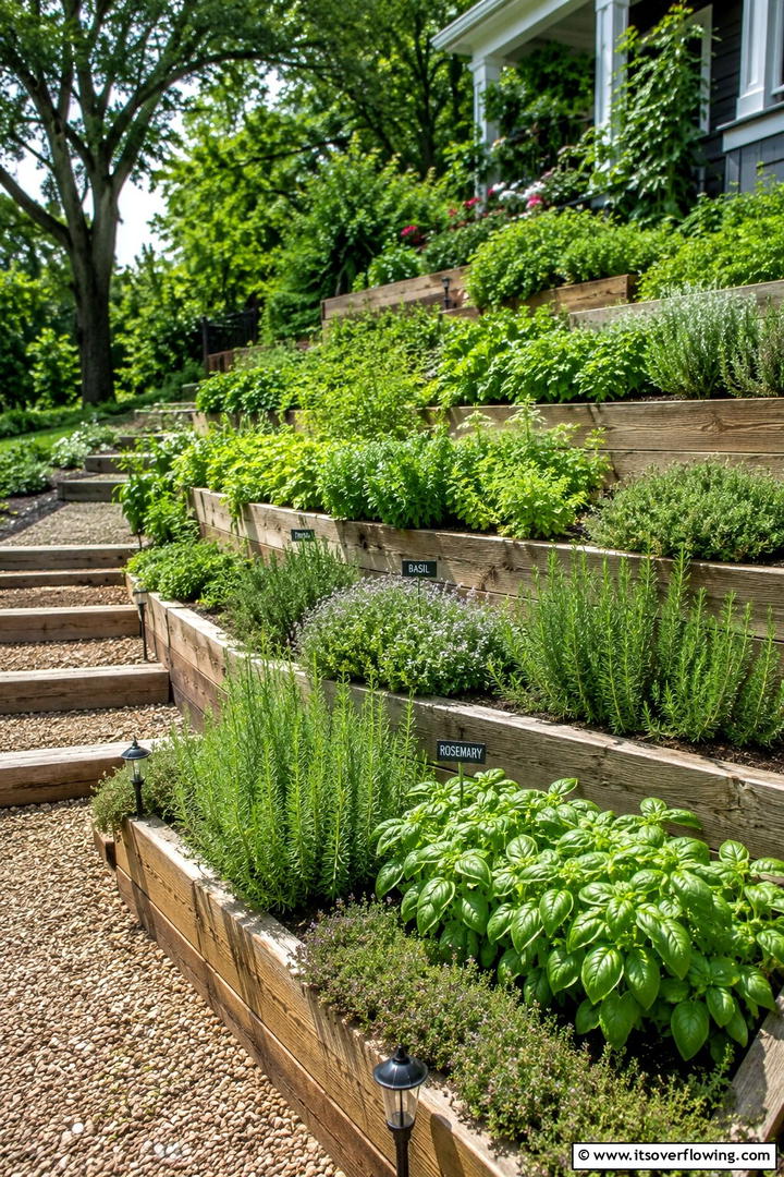 Lush Layered Herb Garden - 30 Tiered Garden Ideas for Sloped Yards and Visual Interest