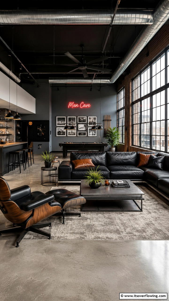 Luxurious Leather Lounge - 20 Man Cave Living Room Ideas for the Ultimate Retreat