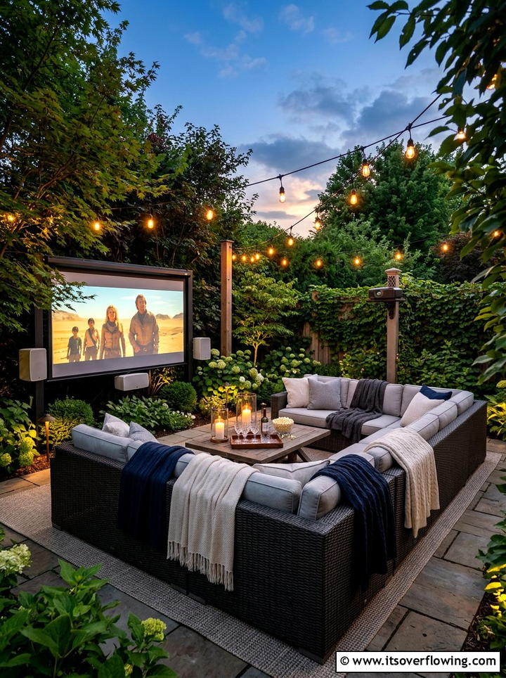 Luxury Backyard Theater Seating - 25 backyard ideas with projector screen
