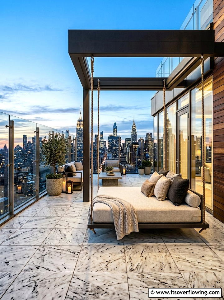 Luxury Penthouse Terrace Porch - 25 front porch ideas with porch bed swing