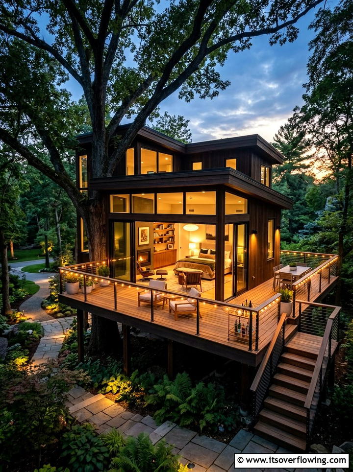 Luxury Treehouse Suite - 25 backyard ideas with treehouse