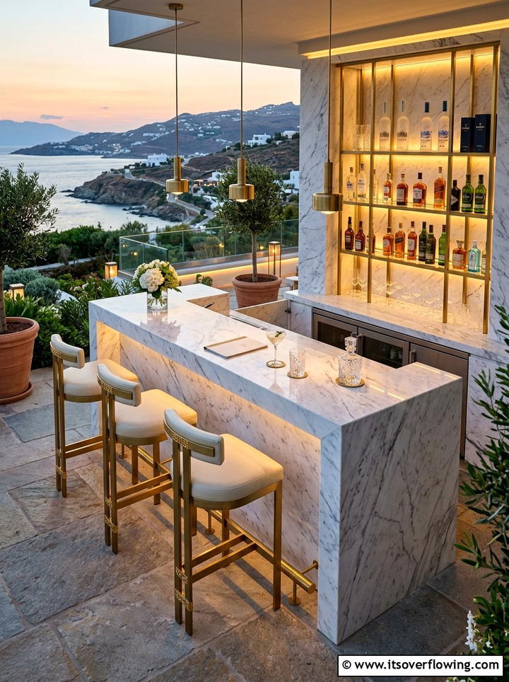 Luxury marble bar - 25 backyard ideas with bar area