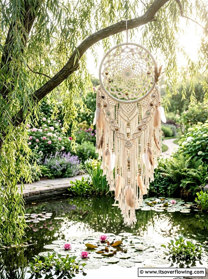 Macrame Garden Dream Catcher - 25 garden decor ideas with macrame