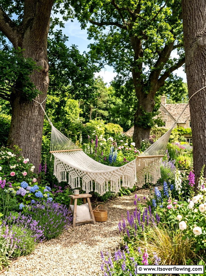Macrame Garden Hammock - 25 garden decor ideas with macrame