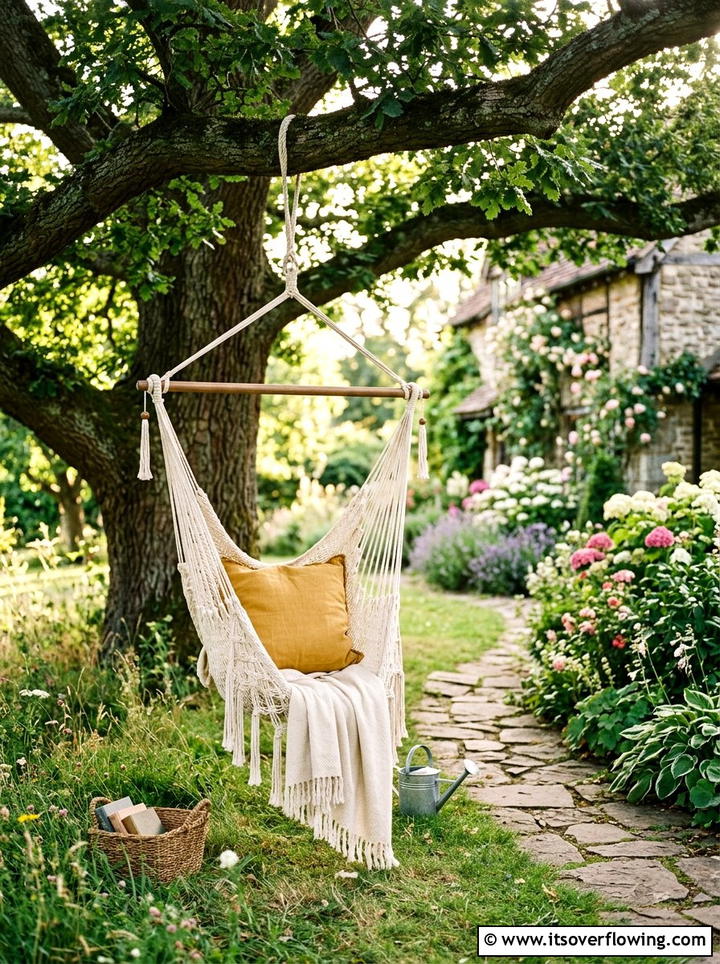Macrame Hammock Swing - 25 backyard ideas with boho style