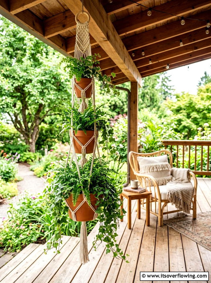 Macrame Hanging Planter - 25 garden decor ideas with macrame