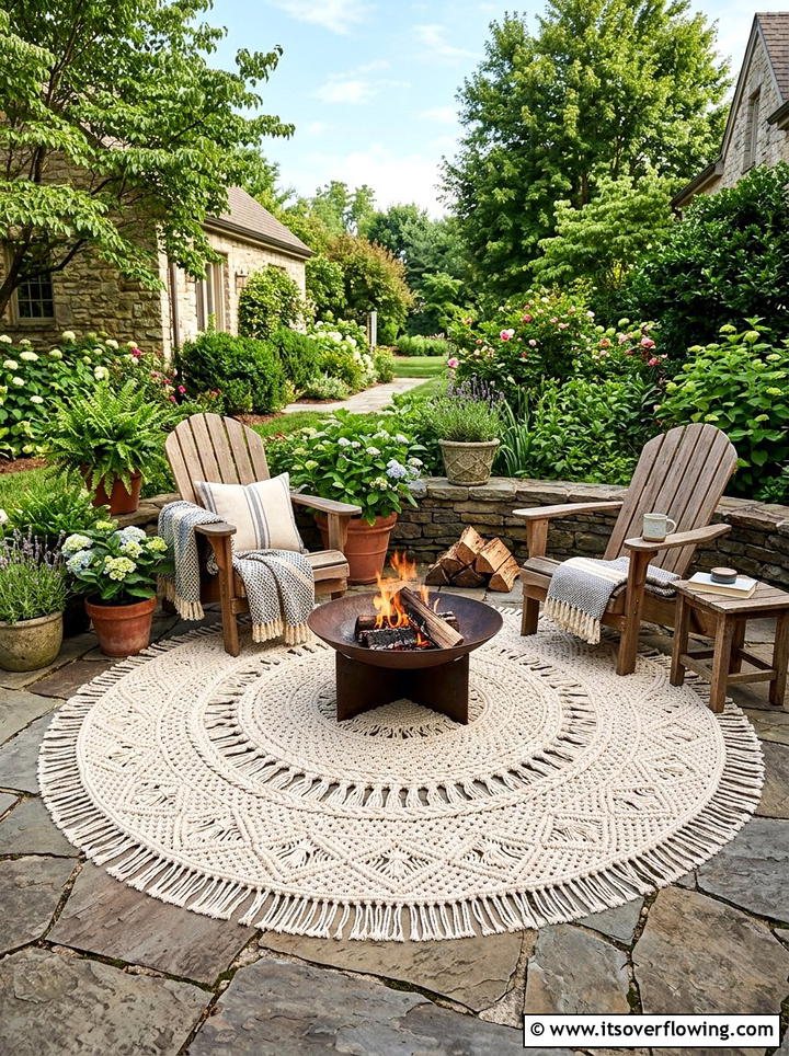 Macrame Outdoor Rug - 25 garden decor ideas with macrame