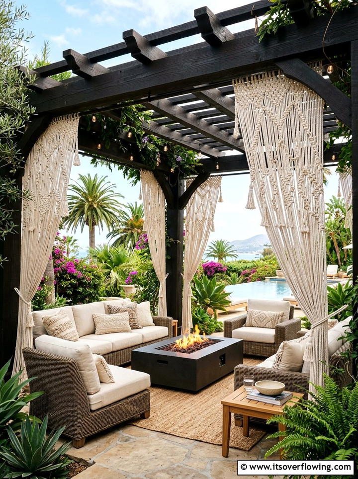 Macrame Pergola Curtain - 25 garden decor ideas with macrame
