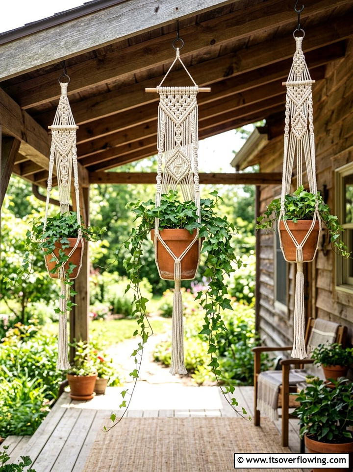 Macrame Plant Hanger - 25 garden decor ideas with boho accents
