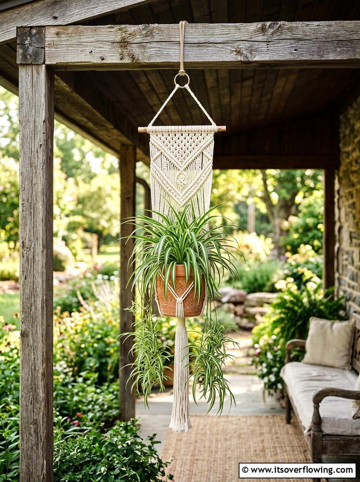 Macrame Plant Hanger Outdoor - 25 garden ideas with hanging planters